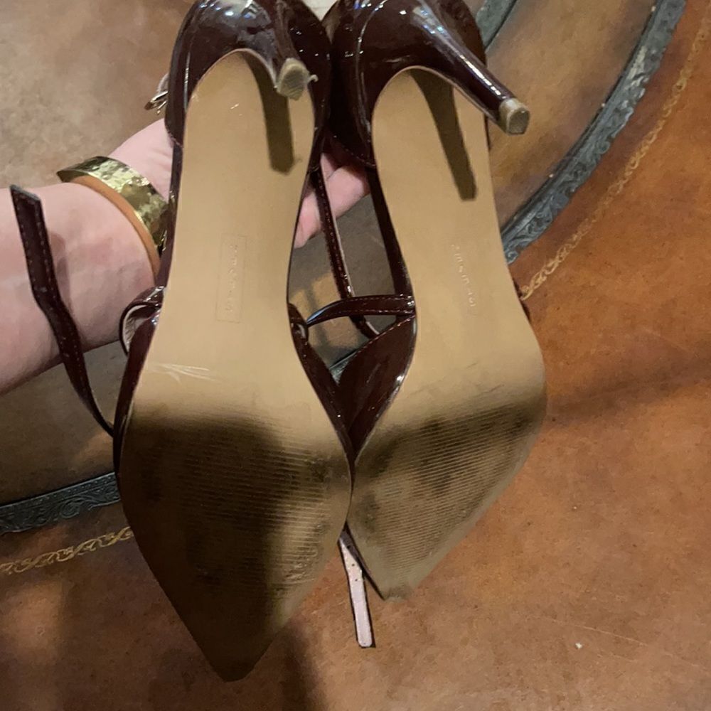 PATENT CRANBERRY Leather criss cross heels from Stitch Fix! Sabree point… - Picture 6 of 10